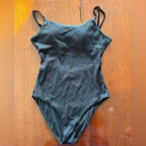 aerie Black Ribbed One-Piece Swimwear